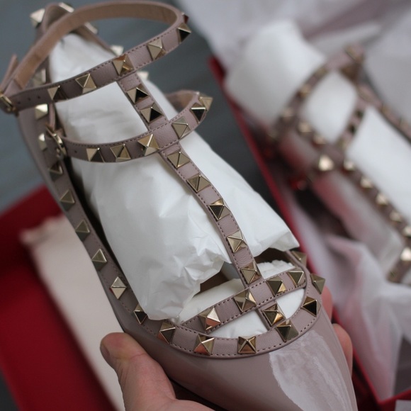 VALENTINO ROCKSTUD CAGED LEATHER BALLERINA FLAT 38 - Picture 4 of 8